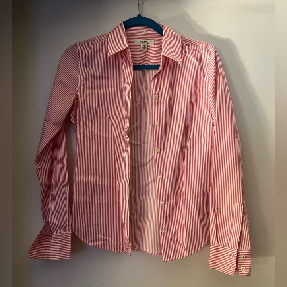 Banana Republic Pink Striped Shirt - Non-Iron Fitted